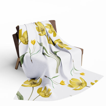 Yellow Watercolor Tulip Throw by Printify