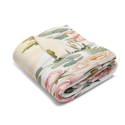 Floral Dove Fleece Blanket – Romantic Rose & Bird Throw