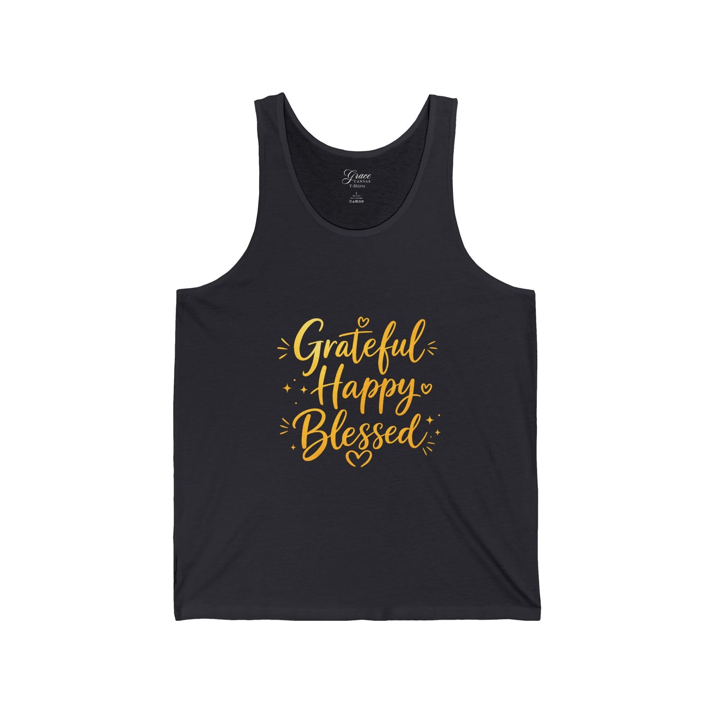 Grateful Happy Blessed Tank Top - Inspirational Faith Graphic Jersey Tank