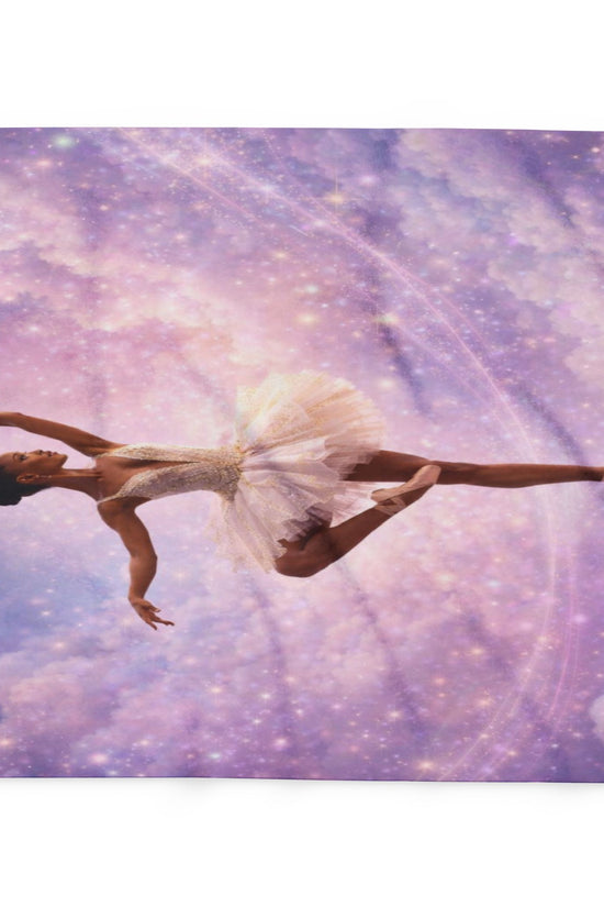 Ballet Dream Fleece Blanket — Ethereal Ballerina in Pink Galaxy by Grace Canvas Shop