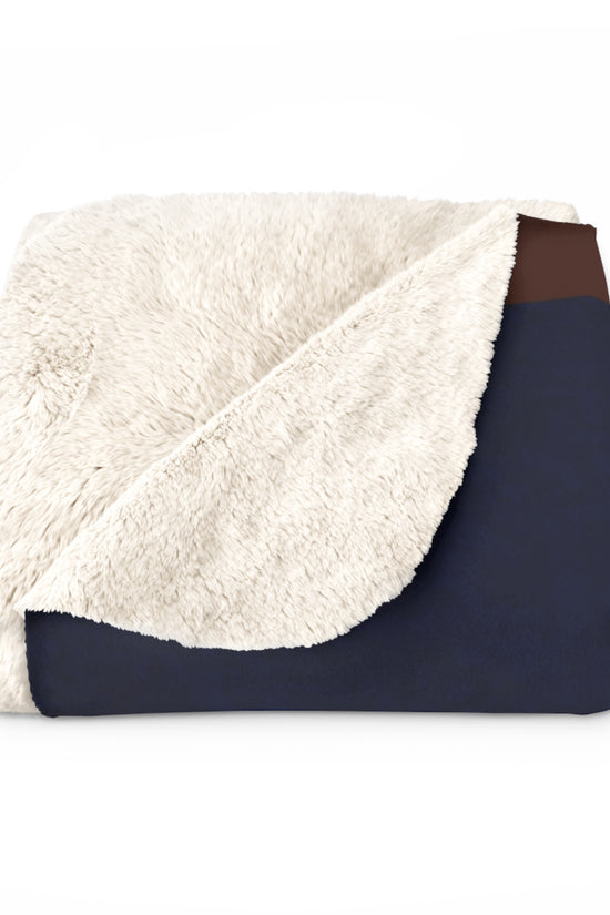 Colorblock Sherpa Blanket – Navy, Gold & Burgundy Cozy Throw by Grace Canvas Shop