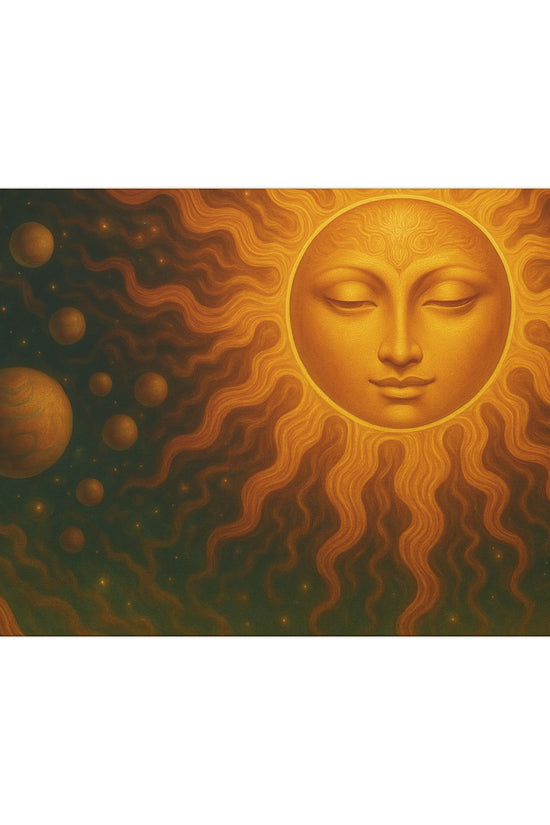 Golden Sun Face Canvas Art — Mystical Solar Wall Decor by Grace Canvas Shop