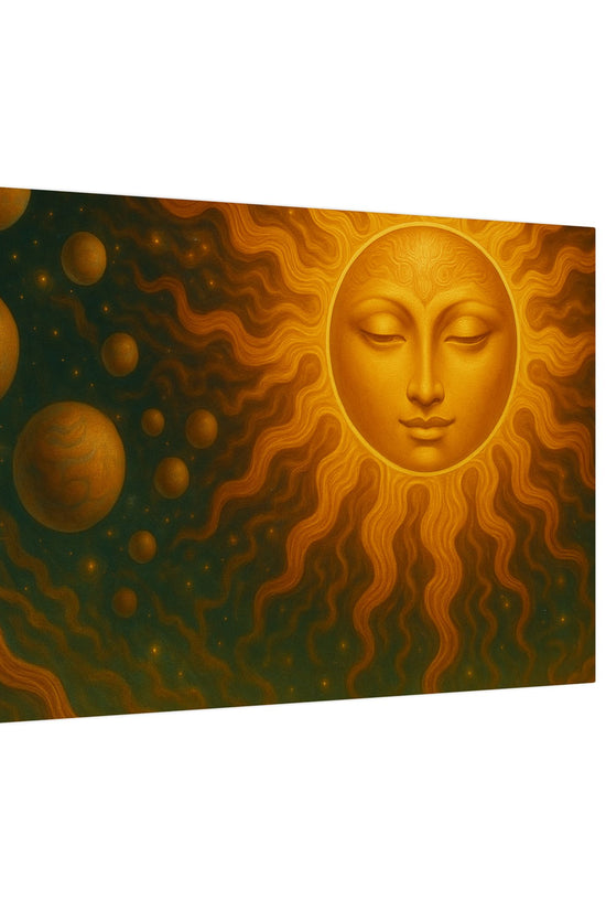 Golden Sun Face Canvas Art — Mystical Solar Wall Decor by Grace Canvas Shop