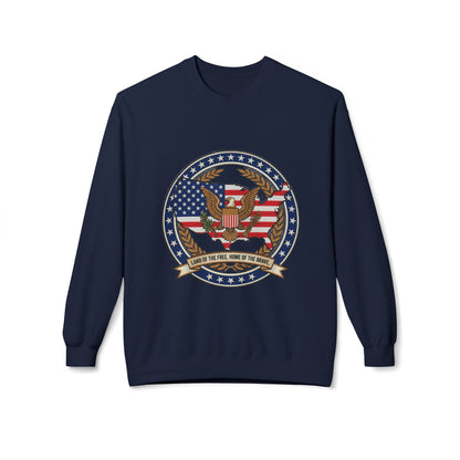 American Patriotic Eagle Crewneck Sweatshirt - 'Land of the Free'