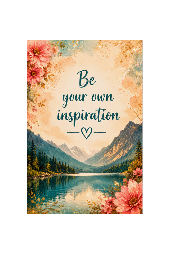 Be Your Own Inspiration Mountain Lake Wall Art Inspirational Art Poster