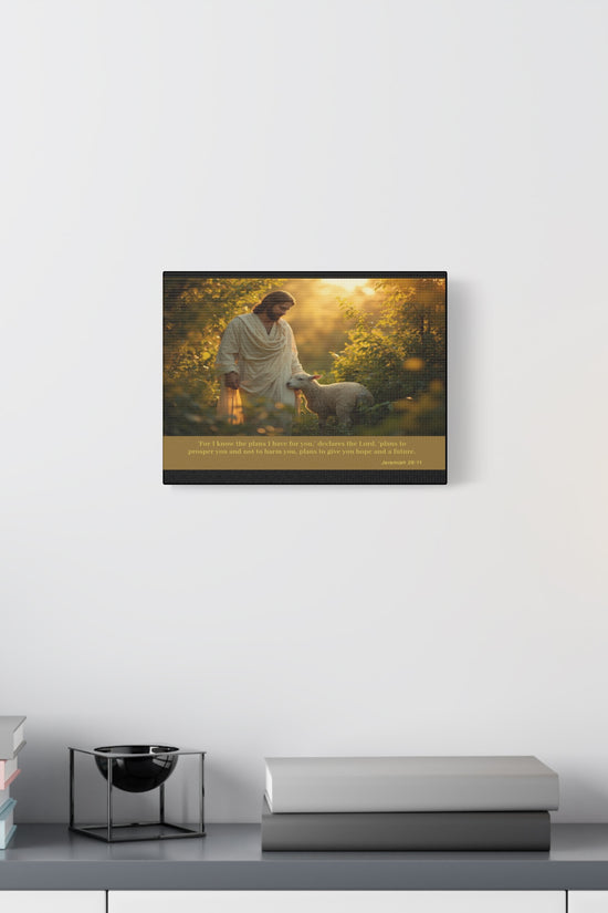 Jesus and the Lamb Jeremiah 29:11 Matte Canvas Print by Grace Canvas