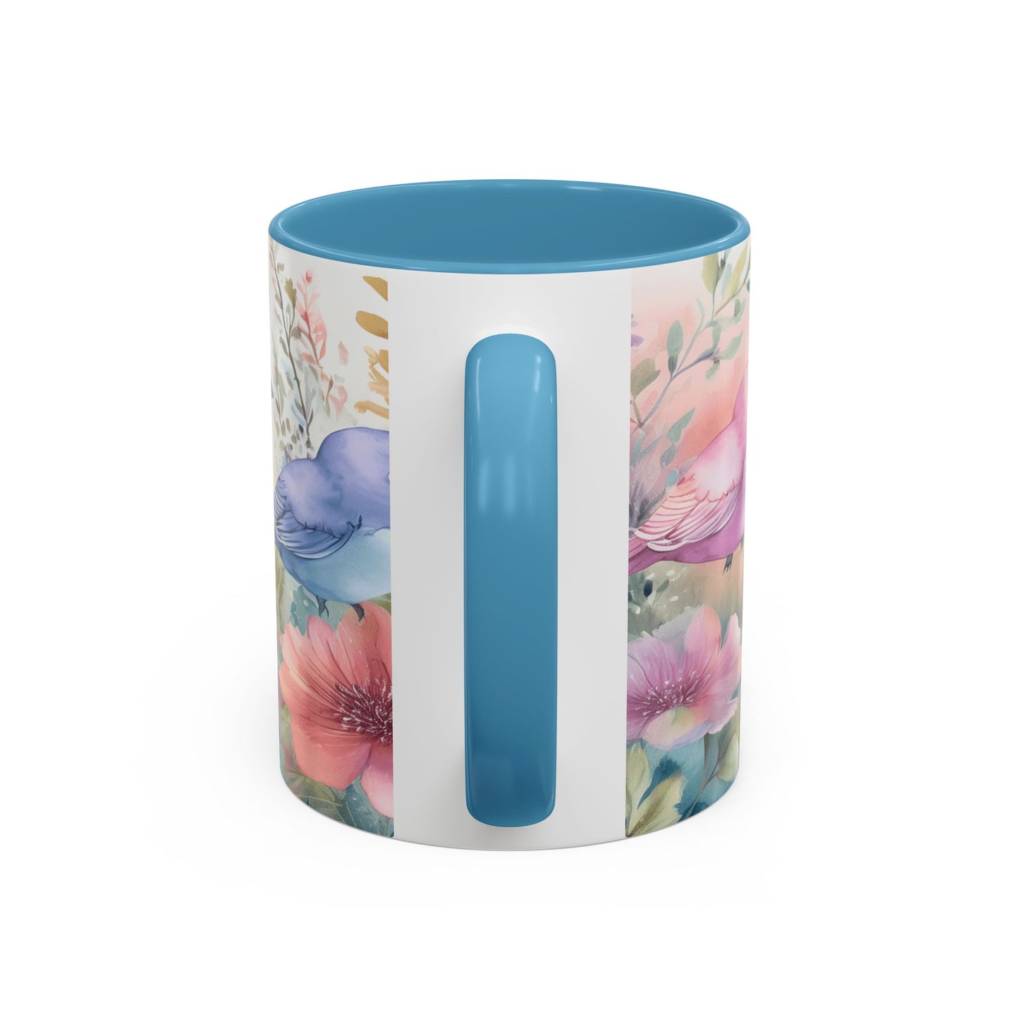Pastel Bird Coffee Mug — Floral Accent Ceramic Mug (11/15 oz)