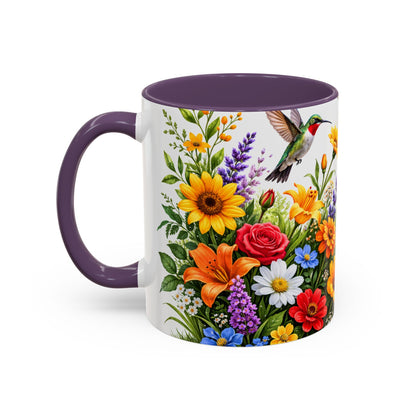 Floral Hummingbird Coffee Mug 11/15oz by Grace Canvas Shop