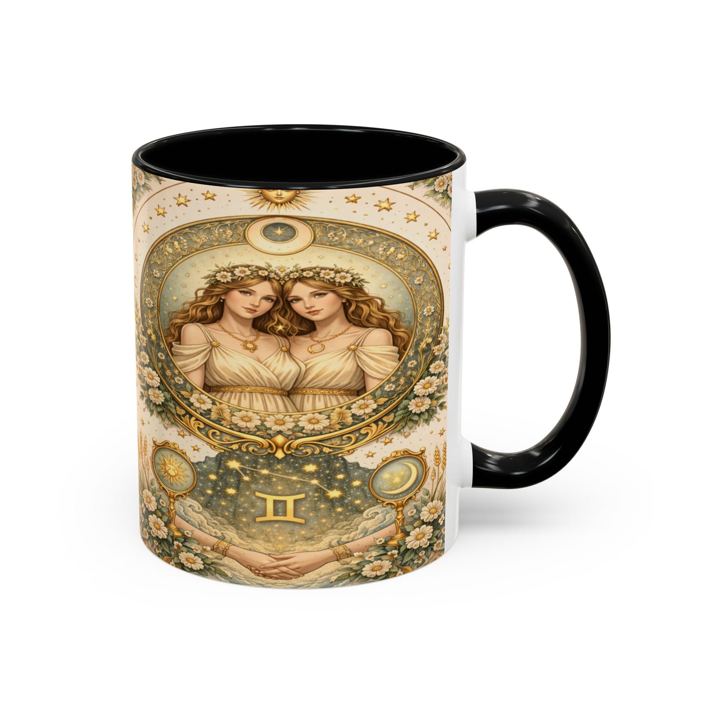 Celestial Gemini Vintage Art Nouveau Coffee Mug