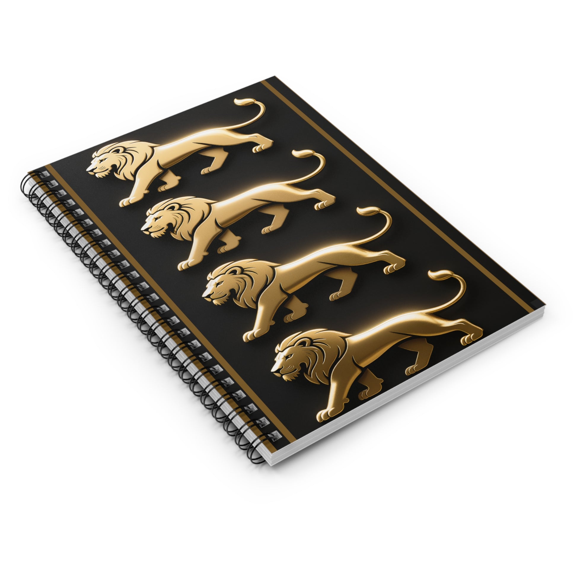Leo Spiral Notebook — Elegant Black & Gold Journal (Ruled) by Grace Canvas Shop