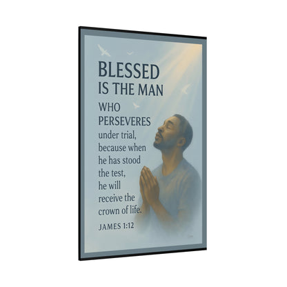 Canvas Wall Art James 1:12 Inspirational Prayer Print