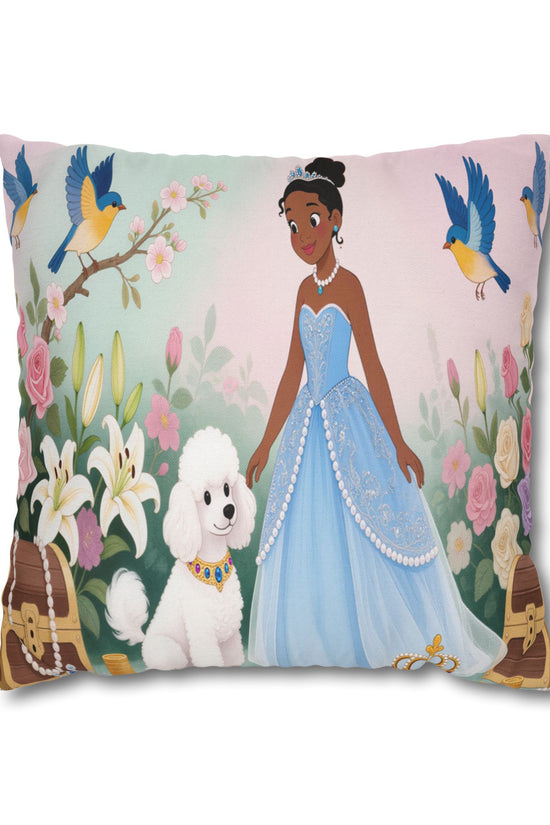 Princess & Poodle Spun Polyester Square Pillowcase by Grace Canvas Shop