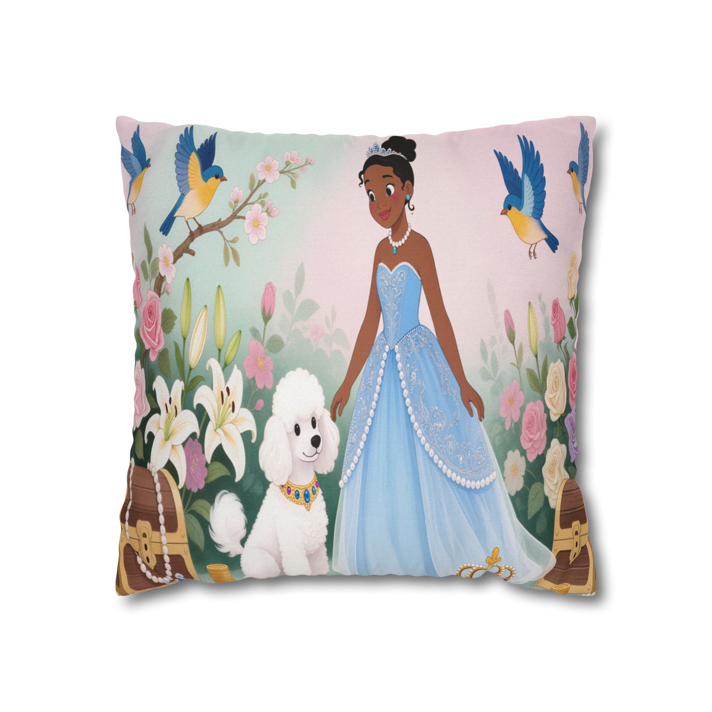 Princess & Poodle Spun Polyester Square Pillowcase