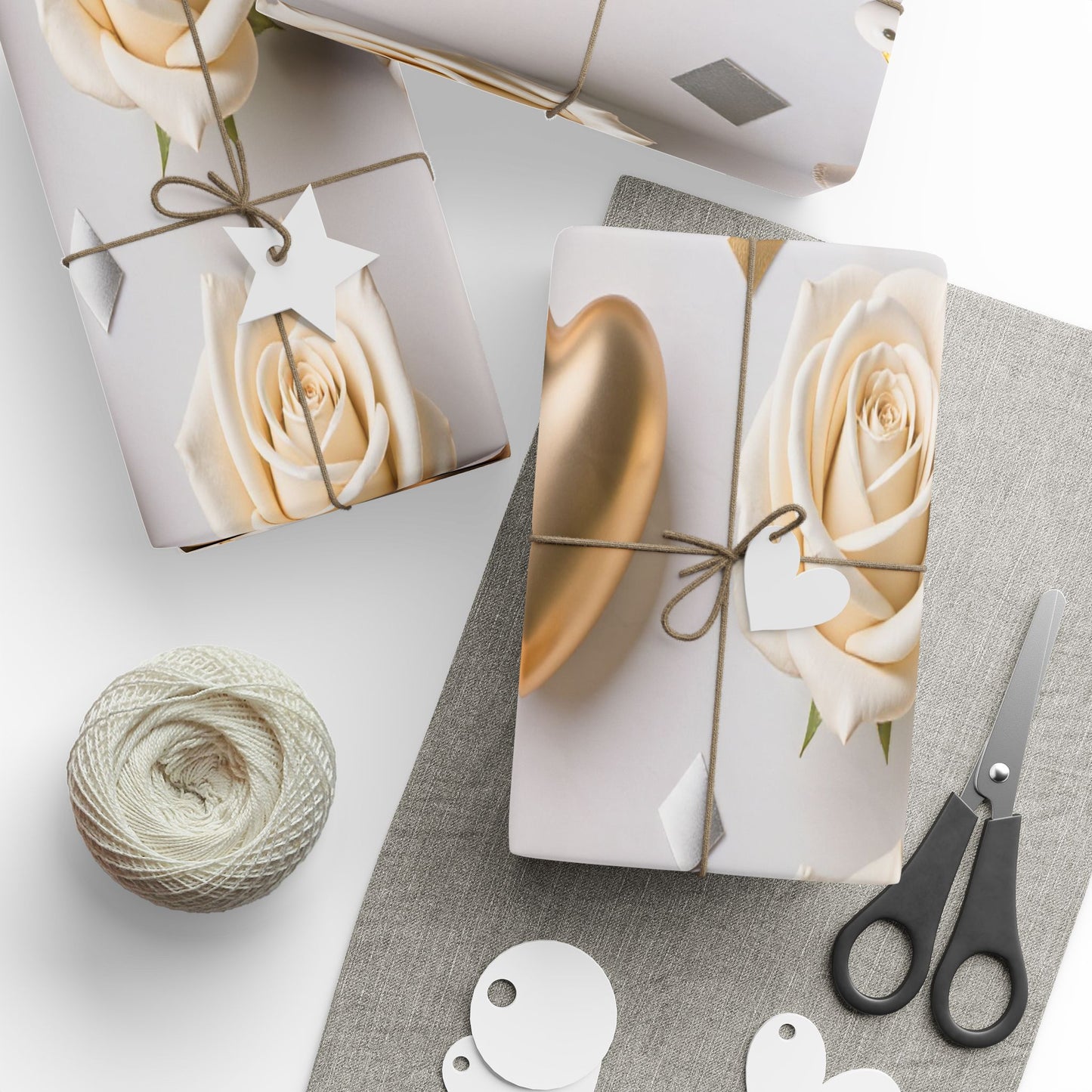 Elegant Gold & Cream Hearts Wrapping Paper Roll