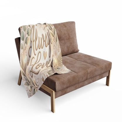 Always Loved Fleece Blanket with Floral Wreath Design