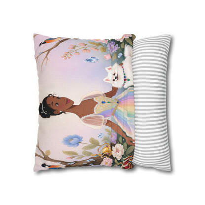Princess & Pomeranian Dog Decorative Pillowcase