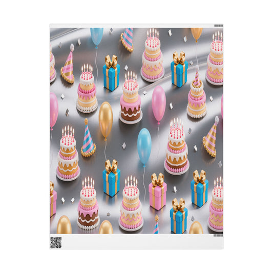 Birthday Cake & Balloons Wrapping Paper — Festive Gift Wrap for Parties