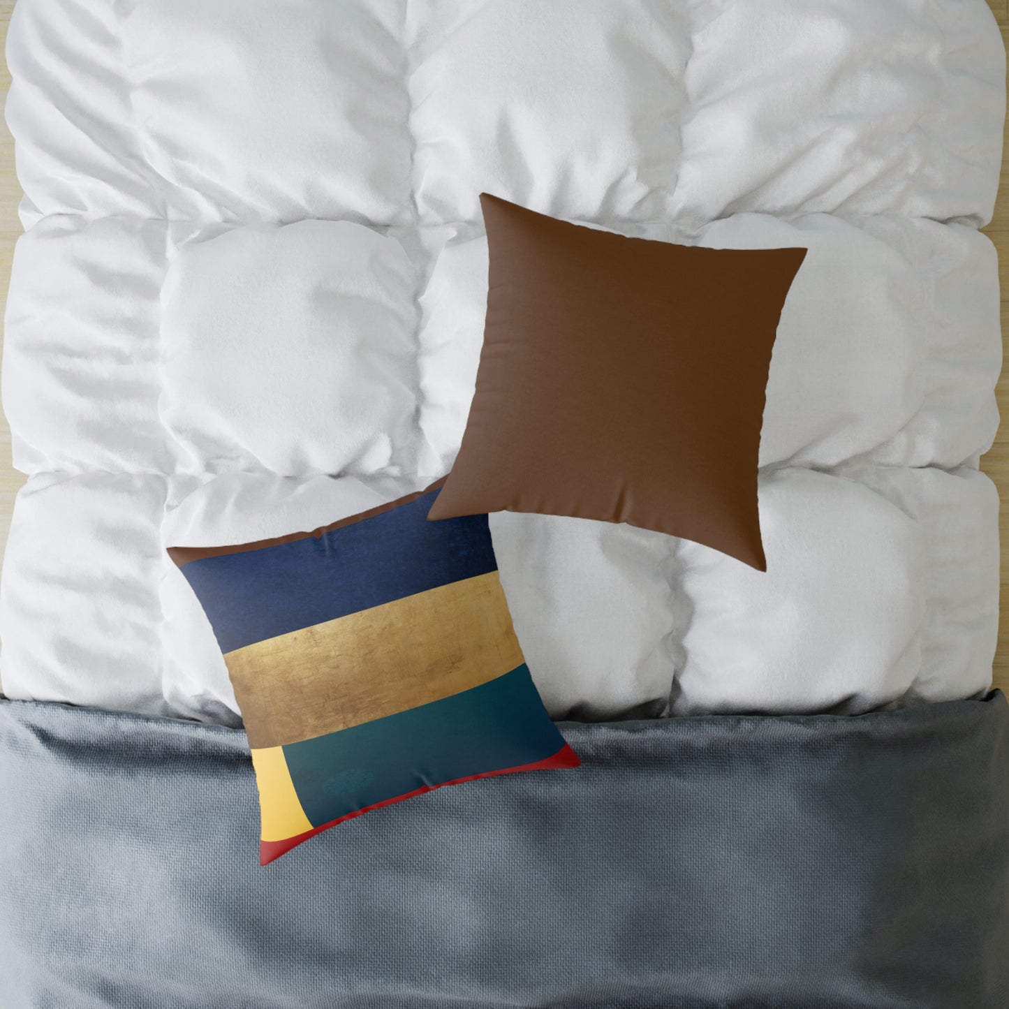 Abstract Color Block Square Pillow — Modern Geometric Decorative Throw Pillow by Grace Canvas Shop