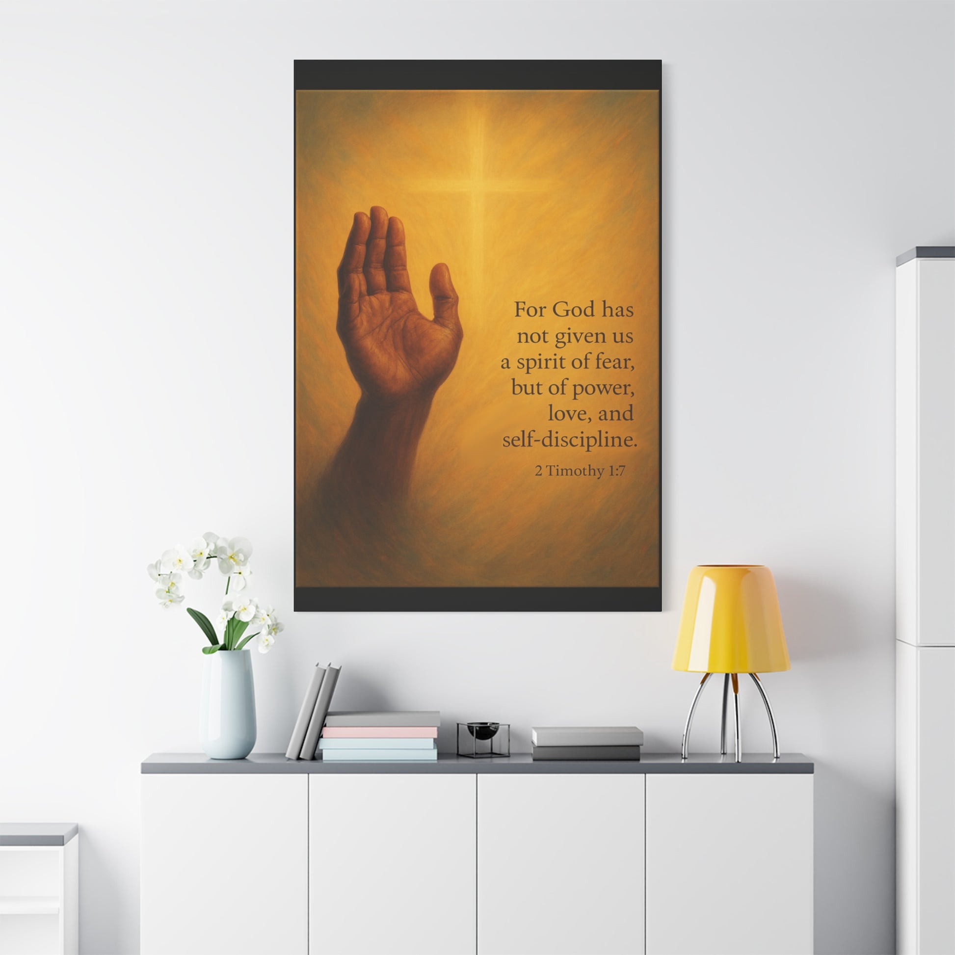 2 Timothy 1:7 Prayer Quote Religious Canvas Wall Art by Grace Canvas.shop