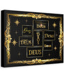 Deus Gold Script Matte Canvas Wall Art Black & Gold Religious Typography by Grace Canvas Shop