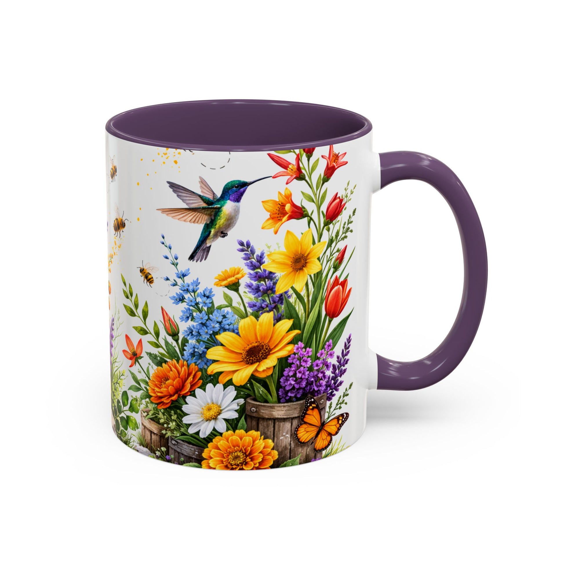 Floral Hummingbird Coffee Mug 11/15oz by Grace Canvas Shop