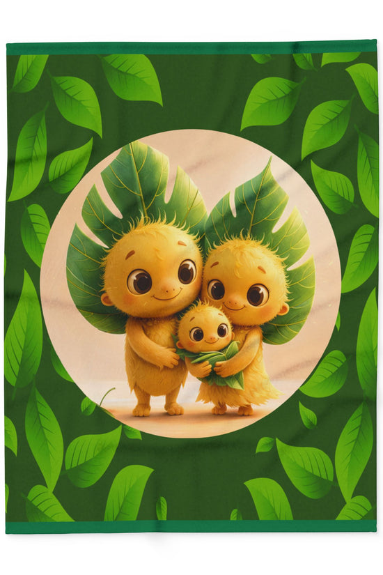 Leaf Family Fleece Blanket — Cute Forest Creature Plush Throw for Kids & Nursery by Grace Canvas Shop
