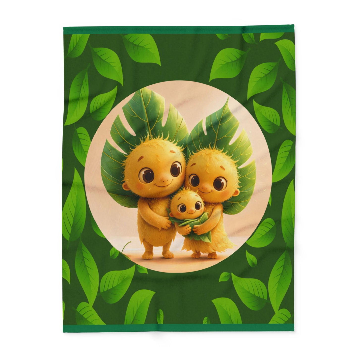 Leaf Family Fleece Blanket — Cute Forest Creature Plush Throw for Kids & Nursery by Grace Canvas Shop