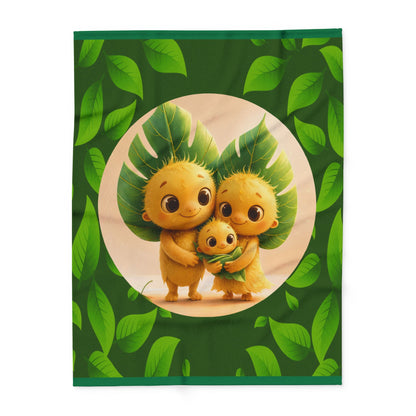 Leaf Family Fleece Blanket — Cute Forest Creature Plush Throw for Kids & Nursery by Grace Canvas Shop
