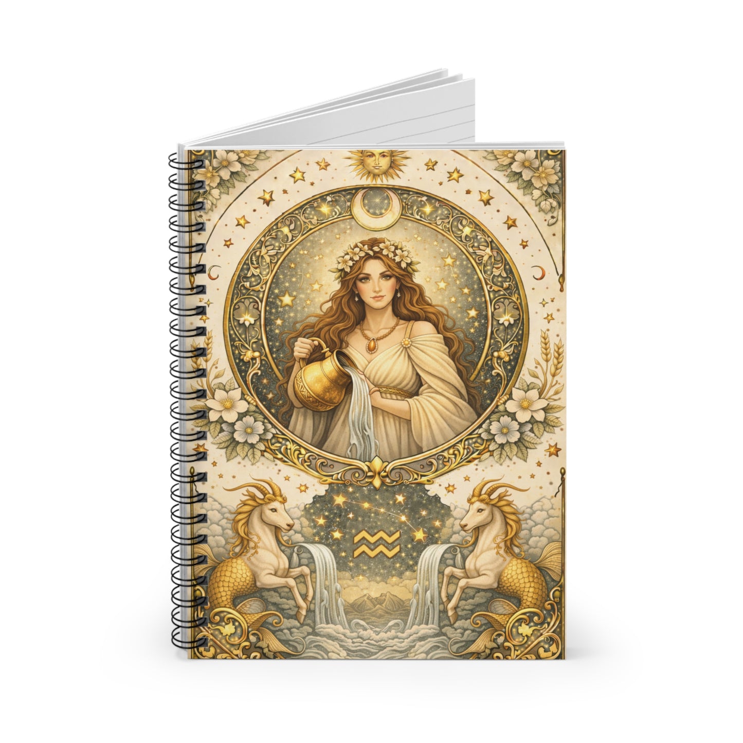 Celestial Aquarius Zodiac Spiral Notebook (Ruled)