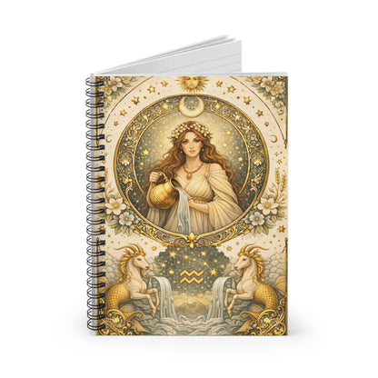 Celestial Aquarius Zodiac Spiral Notebook (Ruled)