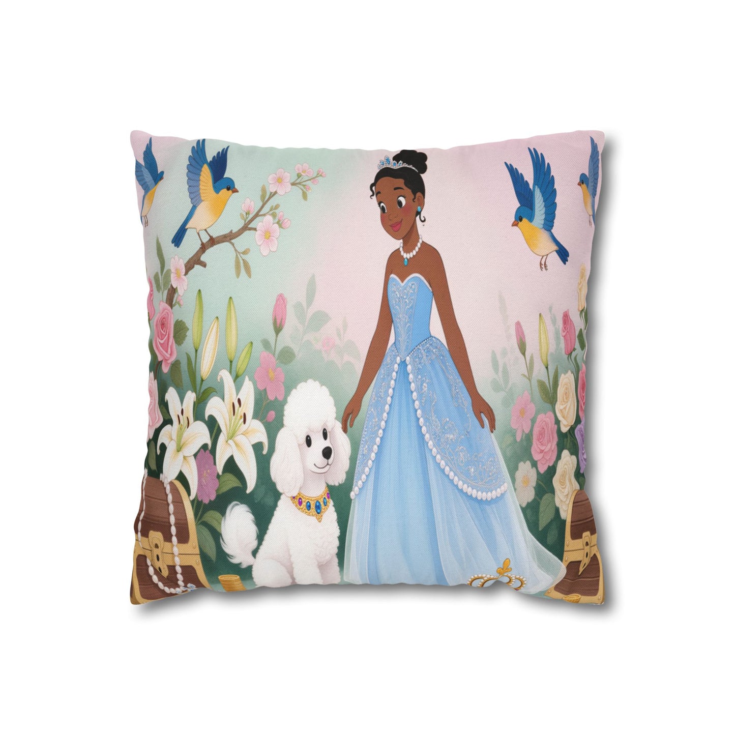 Princess & Poodle Spun Polyester Square Pillowcase