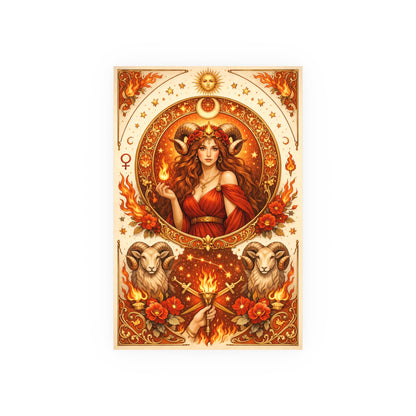 Aries Zodiac Art Poster — Fiery Goddess Illustration (Archival Matte)