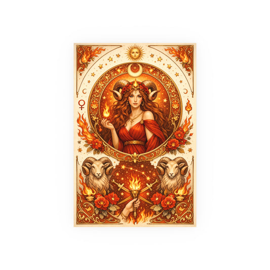 Aries Zodiac Art Poster — Fiery Goddess Illustration (Archival Matte) by Grace Canvas Shop