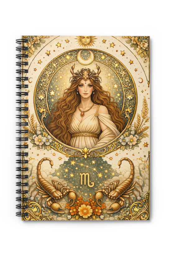Celestial Scorpio Ruled Spiral Notebook by Grace Canvas Shop