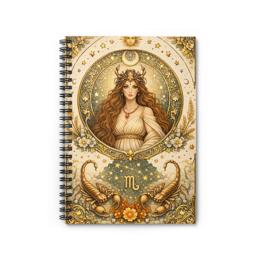 Celestial Scorpio Ruled Spiral Notebook by Grace Canvas Shop