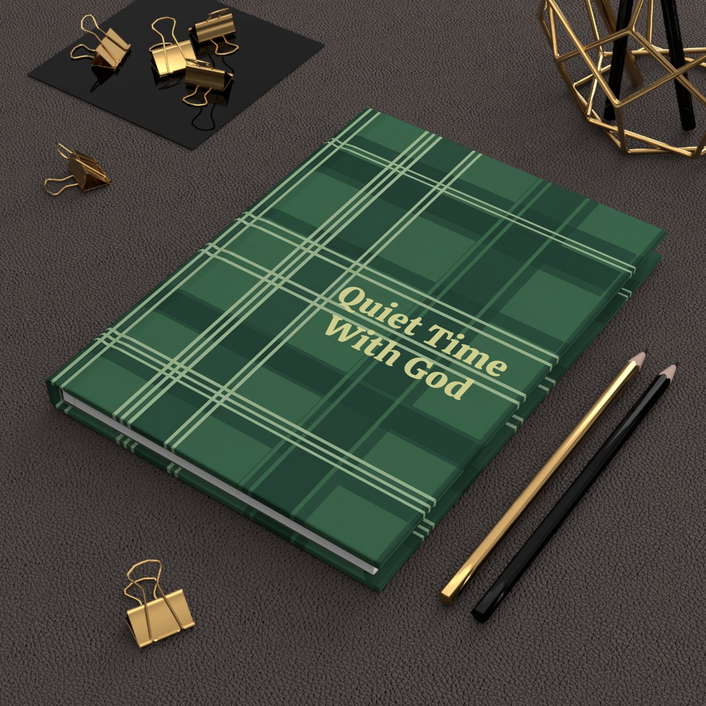 Quiet Time With God Green Plaid Hardcover Journal