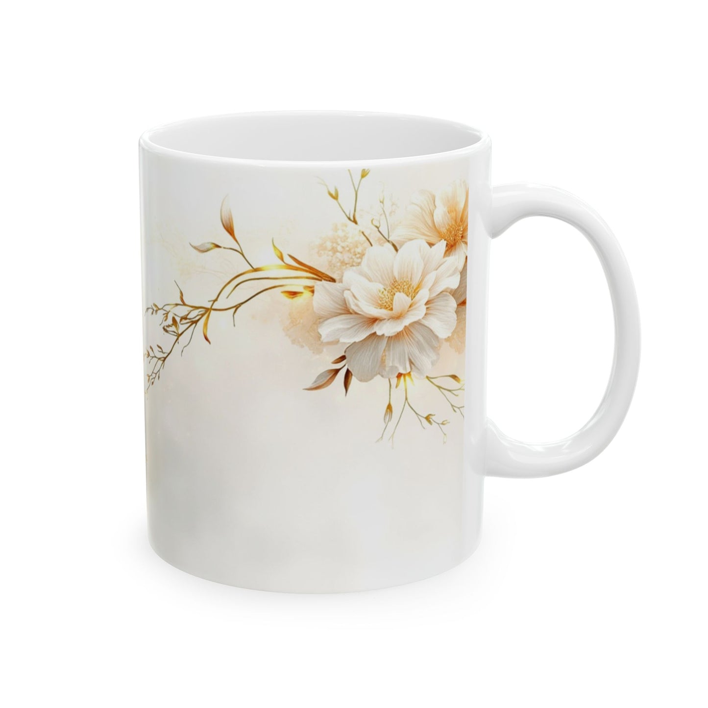Winter Flowers Ceramic Mug Elegant Tea Coffee Cup