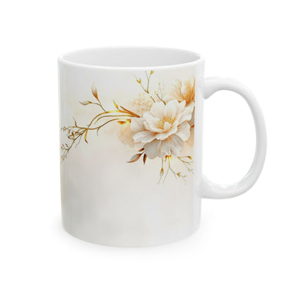 Winter Flowers Ceramic Mug Elegant Tea Coffee Cup
