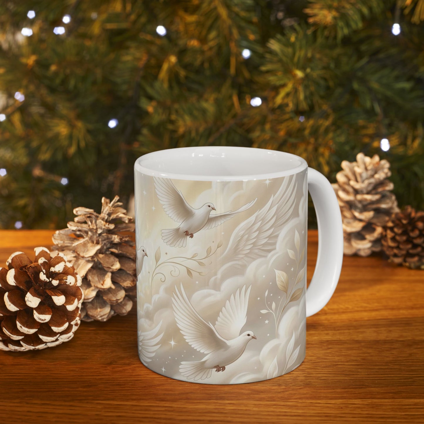 Doves White Ceramic Coffee Mug  (11oz & 15oz)