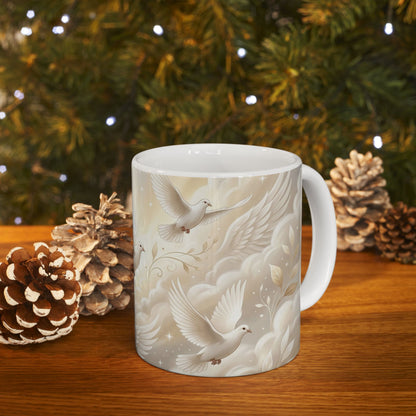 Doves White Ceramic Coffee Mug  (11oz & 15oz)