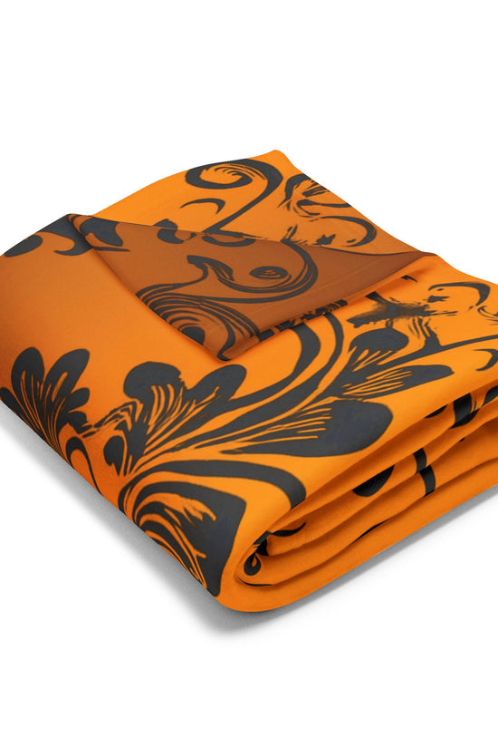 Ornate Gold Damask Fleece Blanket by Grace Canvas Shop