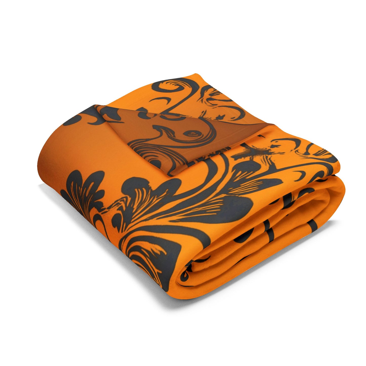 Ornate Gold Damask Fleece Blanket by Grace Canvas Shop