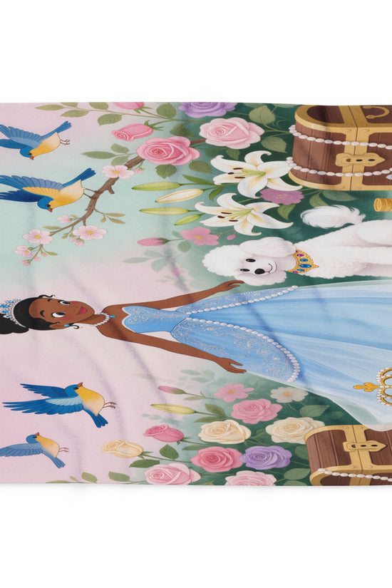 Princess & Poodle Fleece Blanket — Fairy Tale Floral Kids Throw by Grace Canvas Shop