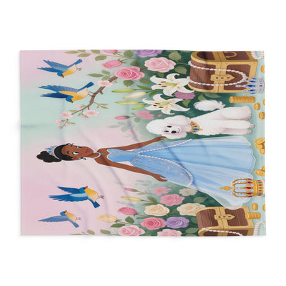 Princess & Poodle Fleece Blanket — Fairy Tale Floral Kids Throw by Grace Canvas Shop