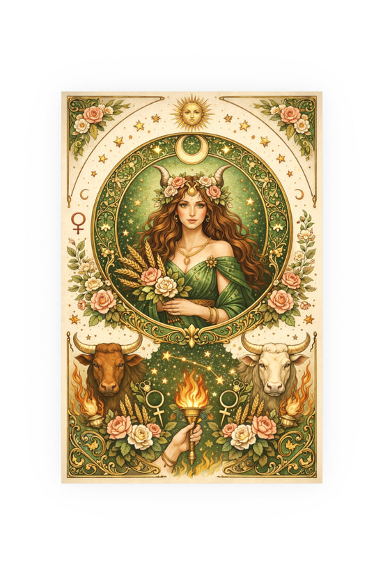 Celestial Taurus Goddess Art Poster by Grace Canvas Shop