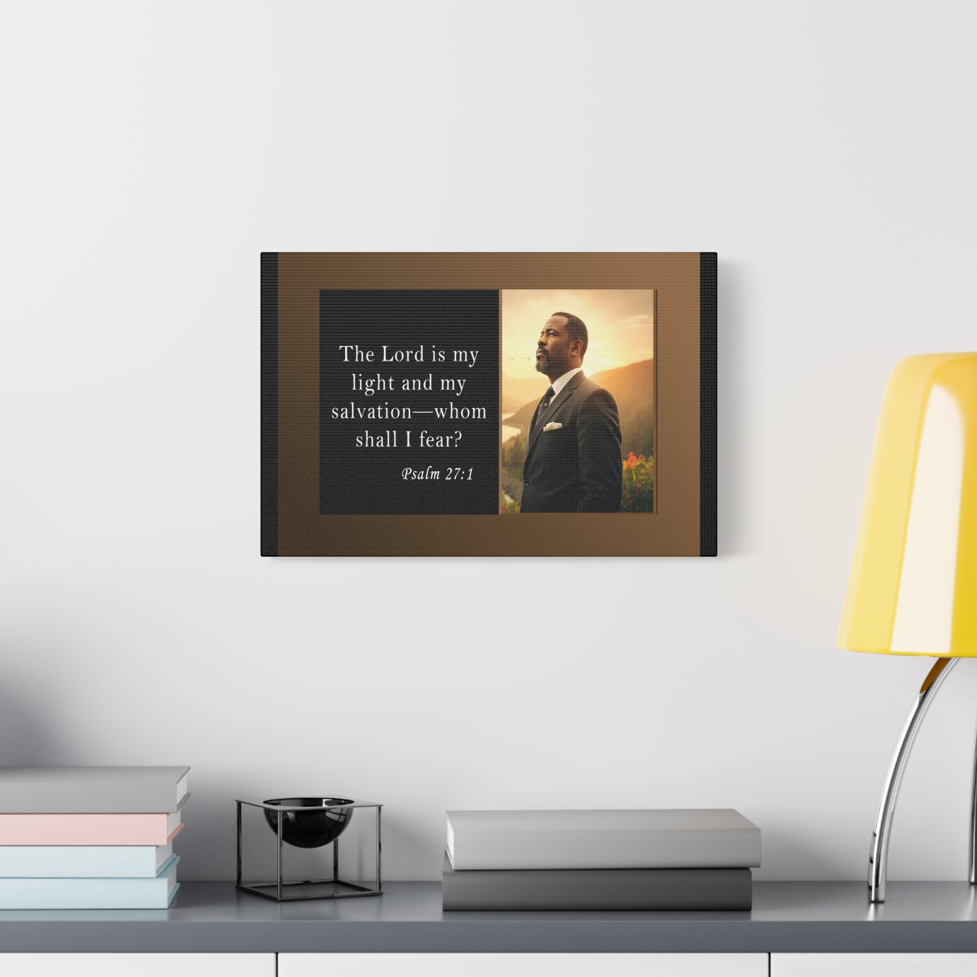 Psalm 27:1 Men's Inspirational Canvas Wall Print by Grace Canvas