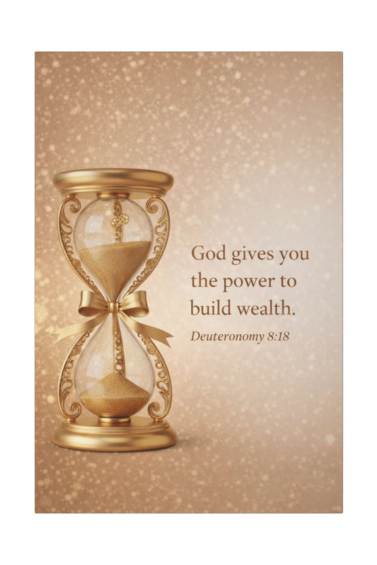 Inspirational Hourglass Deuteronomy 8:18 Art Print by Grace Canvas Shop
