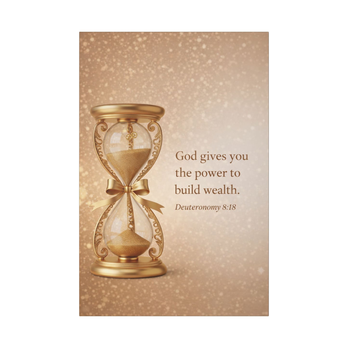 Inspirational Hourglass Deuteronomy 8:18 Art Print by Grace Canvas Shop