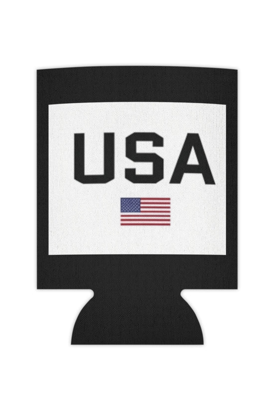 Patriotic USA Flag Can Cooler in Black