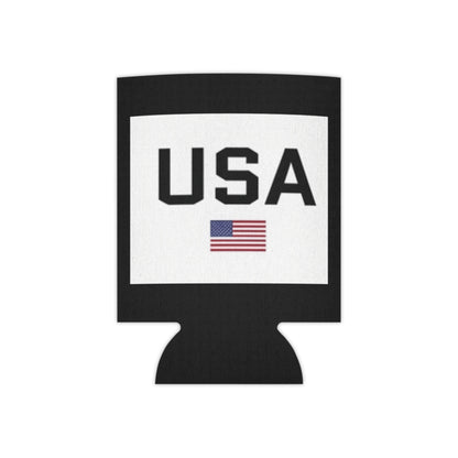 Patriotic USA Flag Can Cooler in Black
